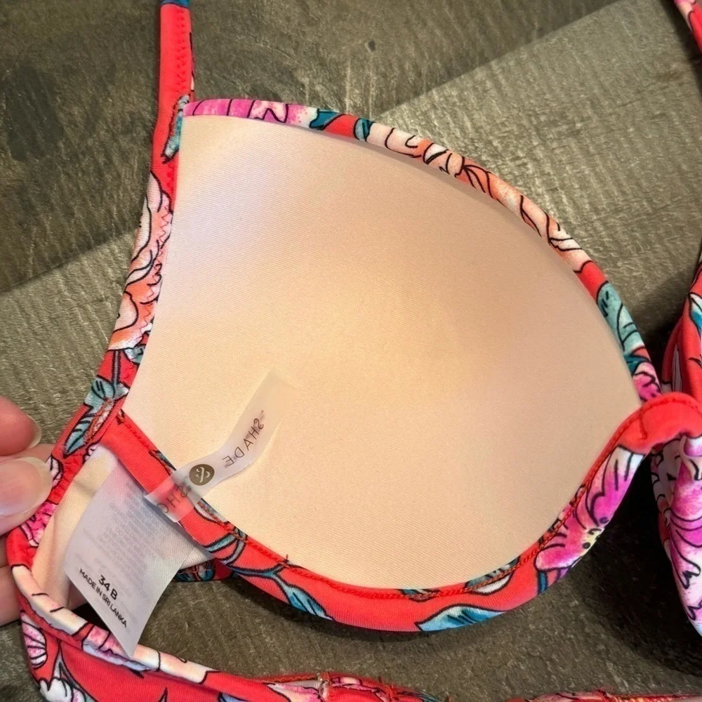 NWOT Shade & Shore Floral Push Up Bikini Top 34B